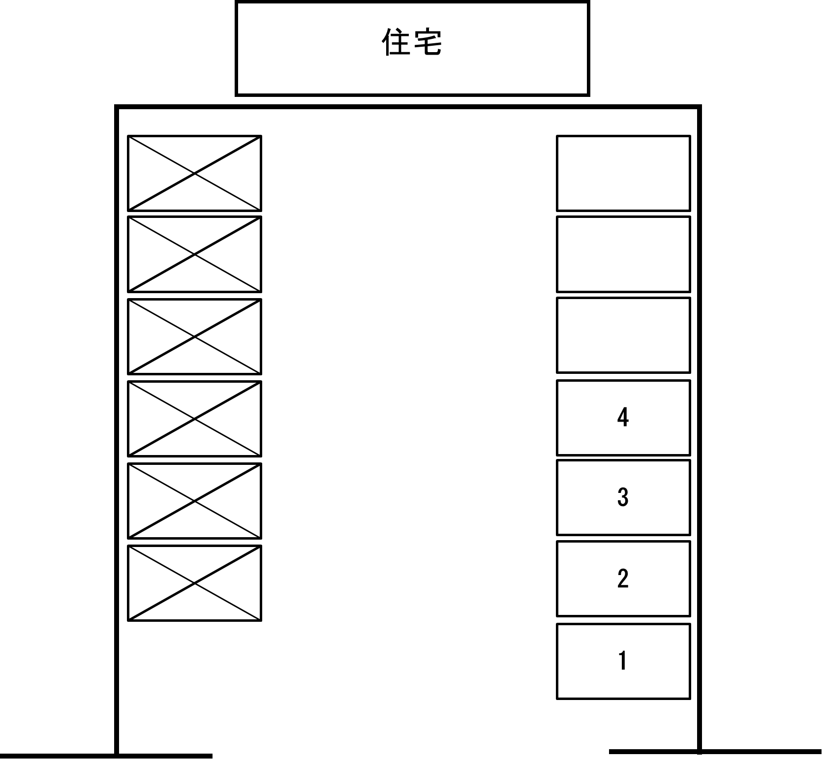駐車場図 右側。駐車位置の配置図。